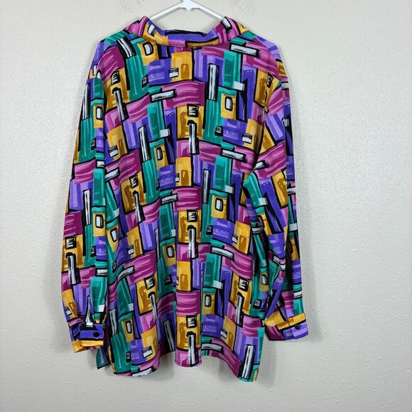 VTG 90s Modern Essentials Abstract Art Button-Down Top Sz 22 Indie Maximalist - Picture 7 of 7
